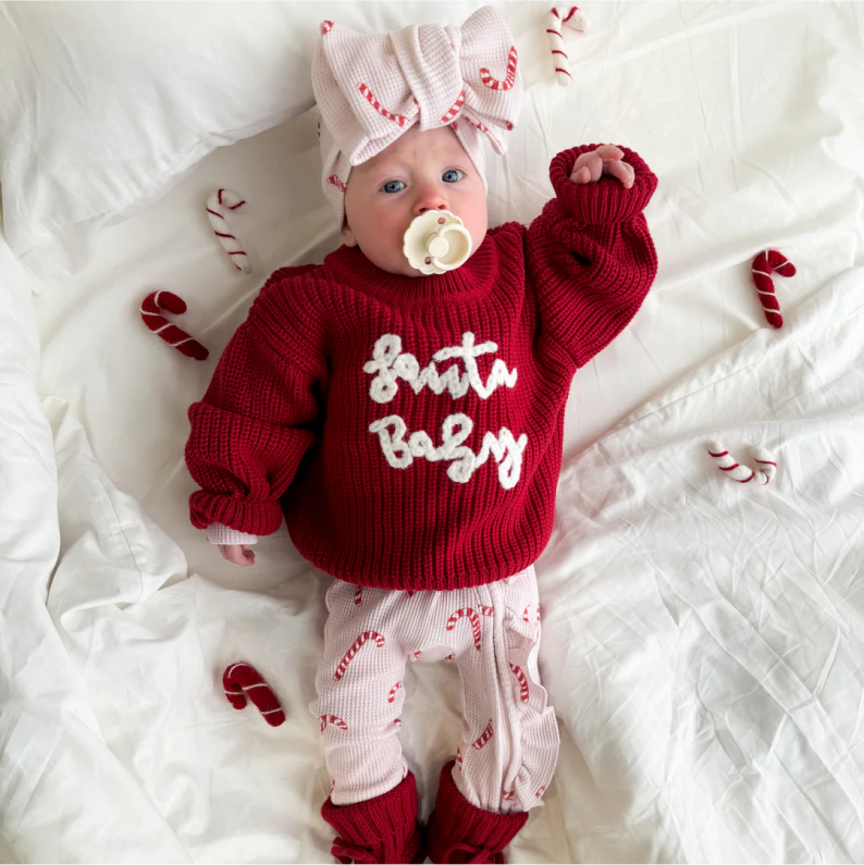 Cute Personalised Baby Sweater - Red - Bambini Bambini