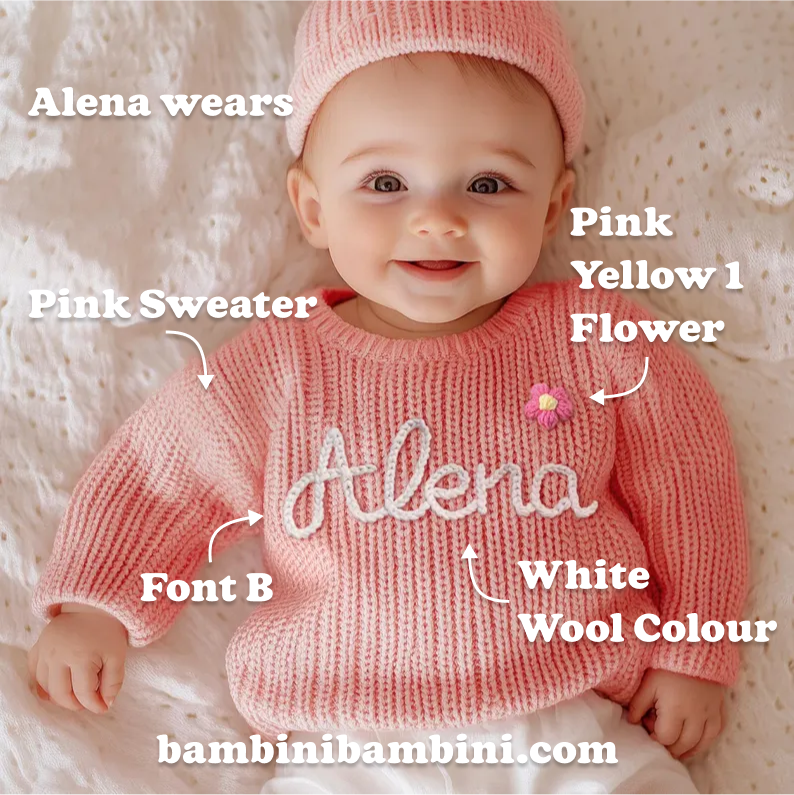 Cute Personalised Baby Sweater -  Pink - Bambini Bambini