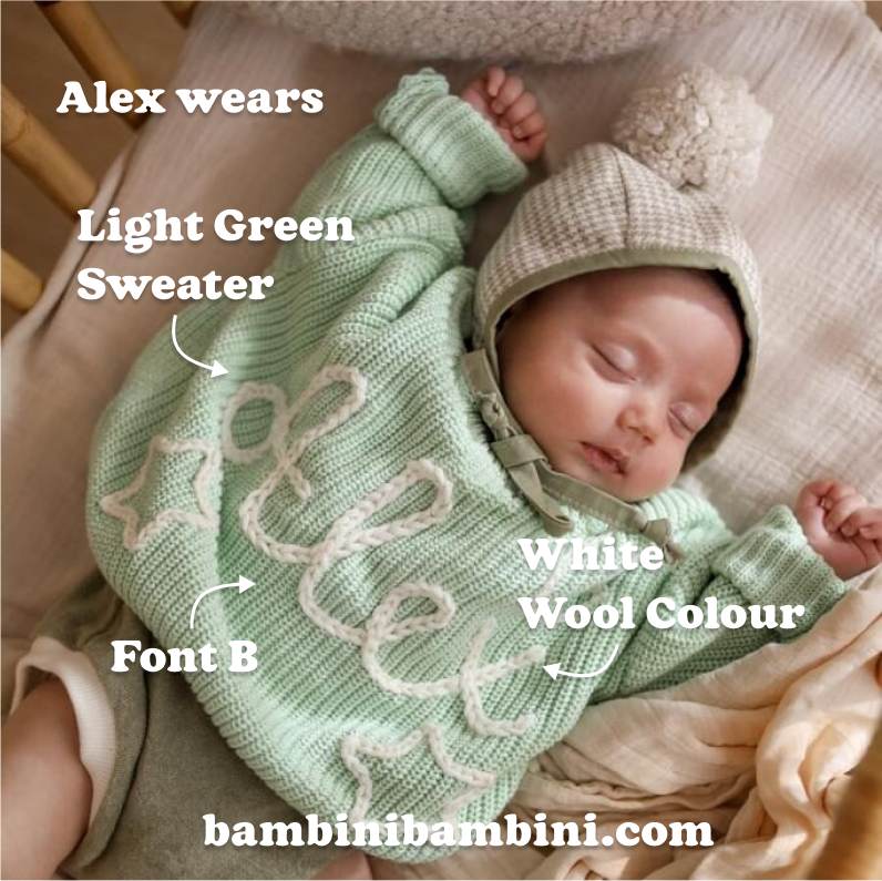 Cute Personalised Baby Sweater -  Light Green - Bambini Bambini