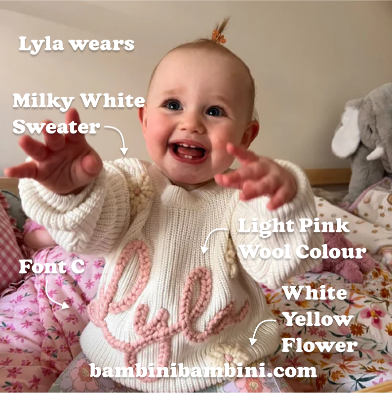 Cute Personalised Baby Sweater - Milky White - Bambini Bambini