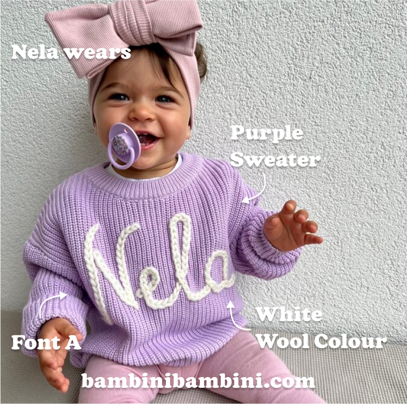 Cute Personalised Baby Sweater -  Purple - Bambini Bambini