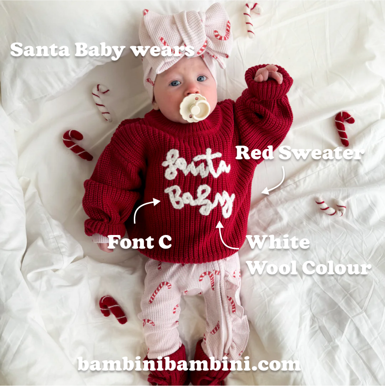 Cute Personalised Baby Sweater - Red - Bambini Bambini